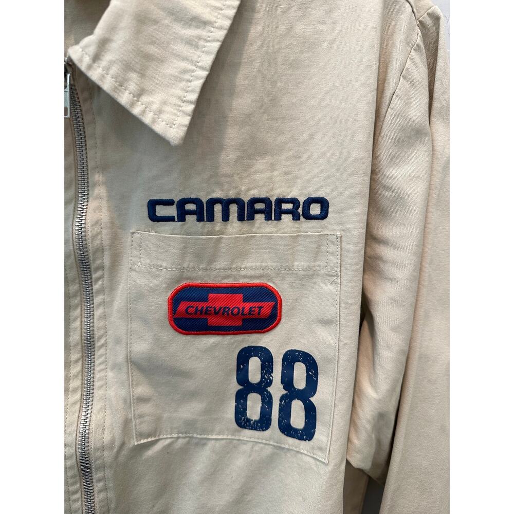 GM Camaro IROC-Z Racing Zip Work Jacket Beige Cotton Chevrolet | Small - Picture 6 of 10